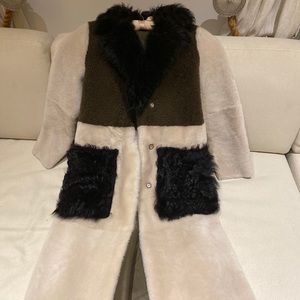 Yves Solomon White Shearling reversible coat.